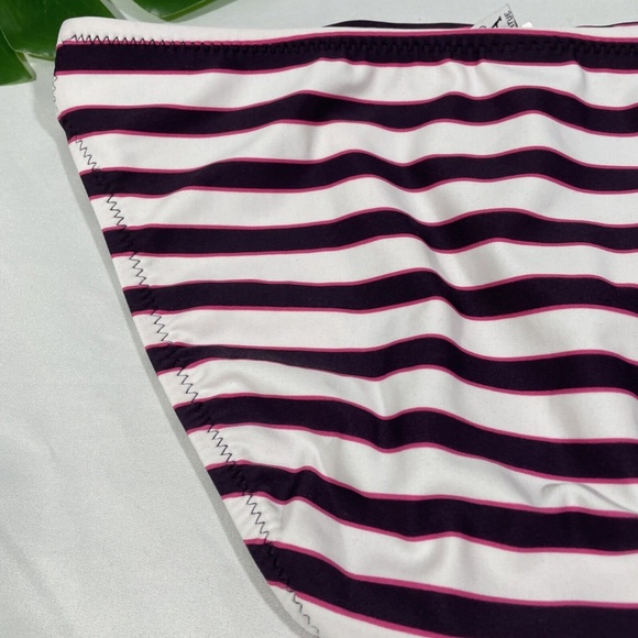 NEW‎ BECCA [ Small ] Knot Hipster Bikini Bottom in White/Pink Stripe - Picture 7 of 8